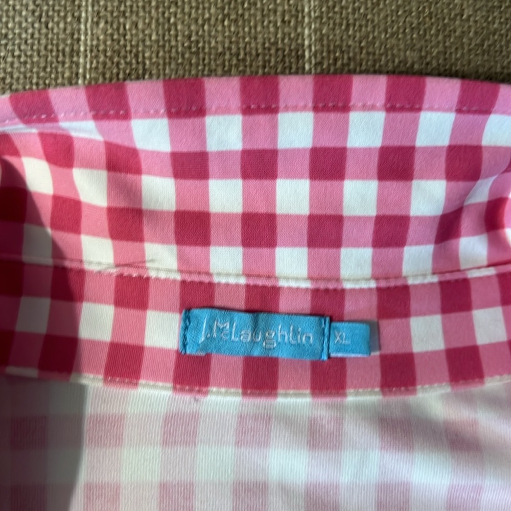 J. McLaughlin (2 dresses) Pink Gingham & Tan Check Shirt Dresses - Picture 6 of 10